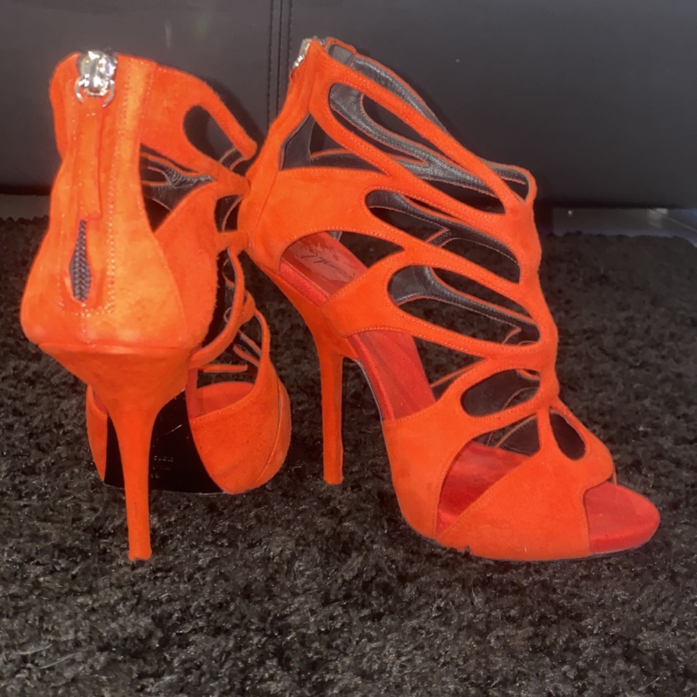 Giuseppe Zanotti red-orange suede heel